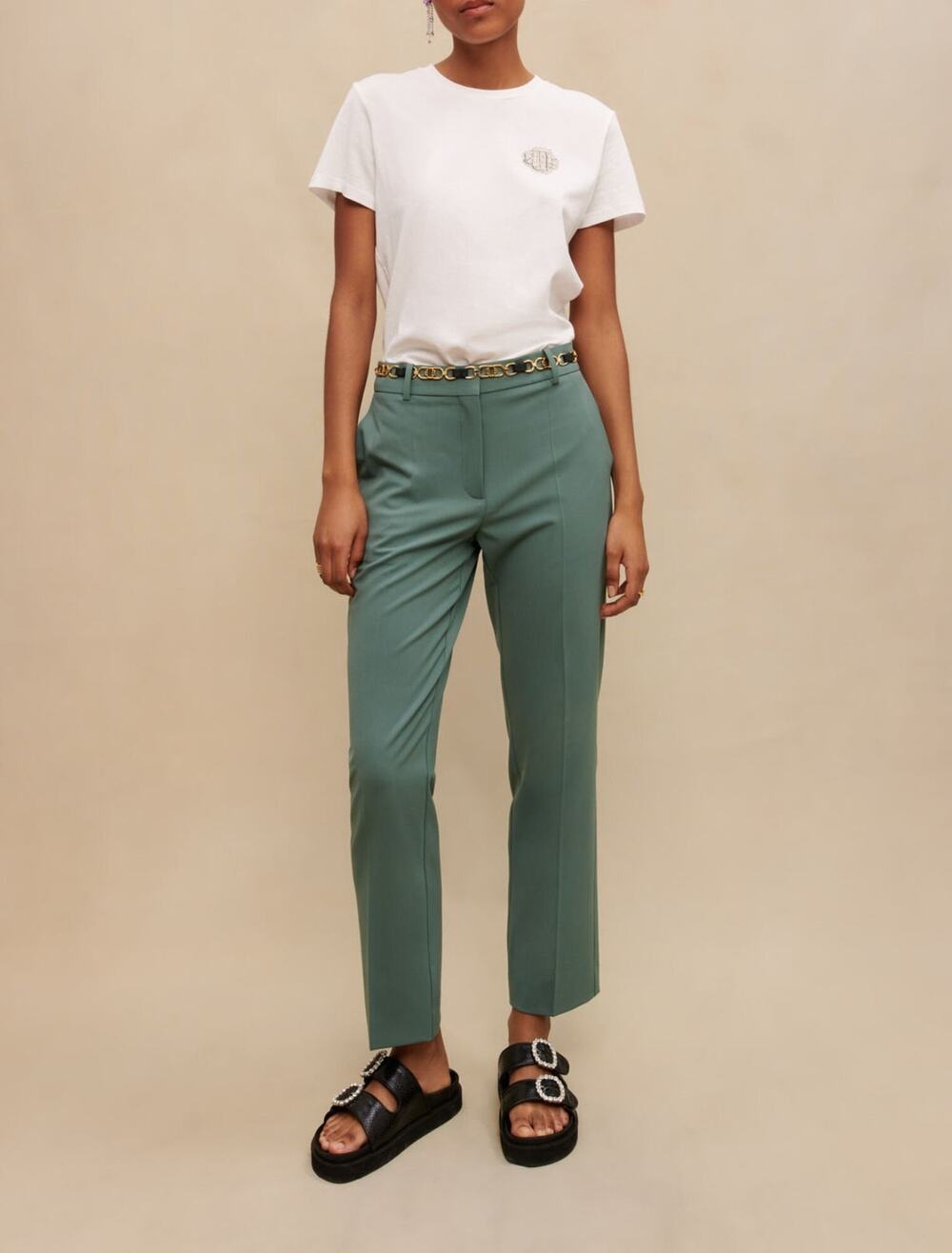 Maje Sage Green Straight Cup Tailored Trouser Pants Size 36 or Small